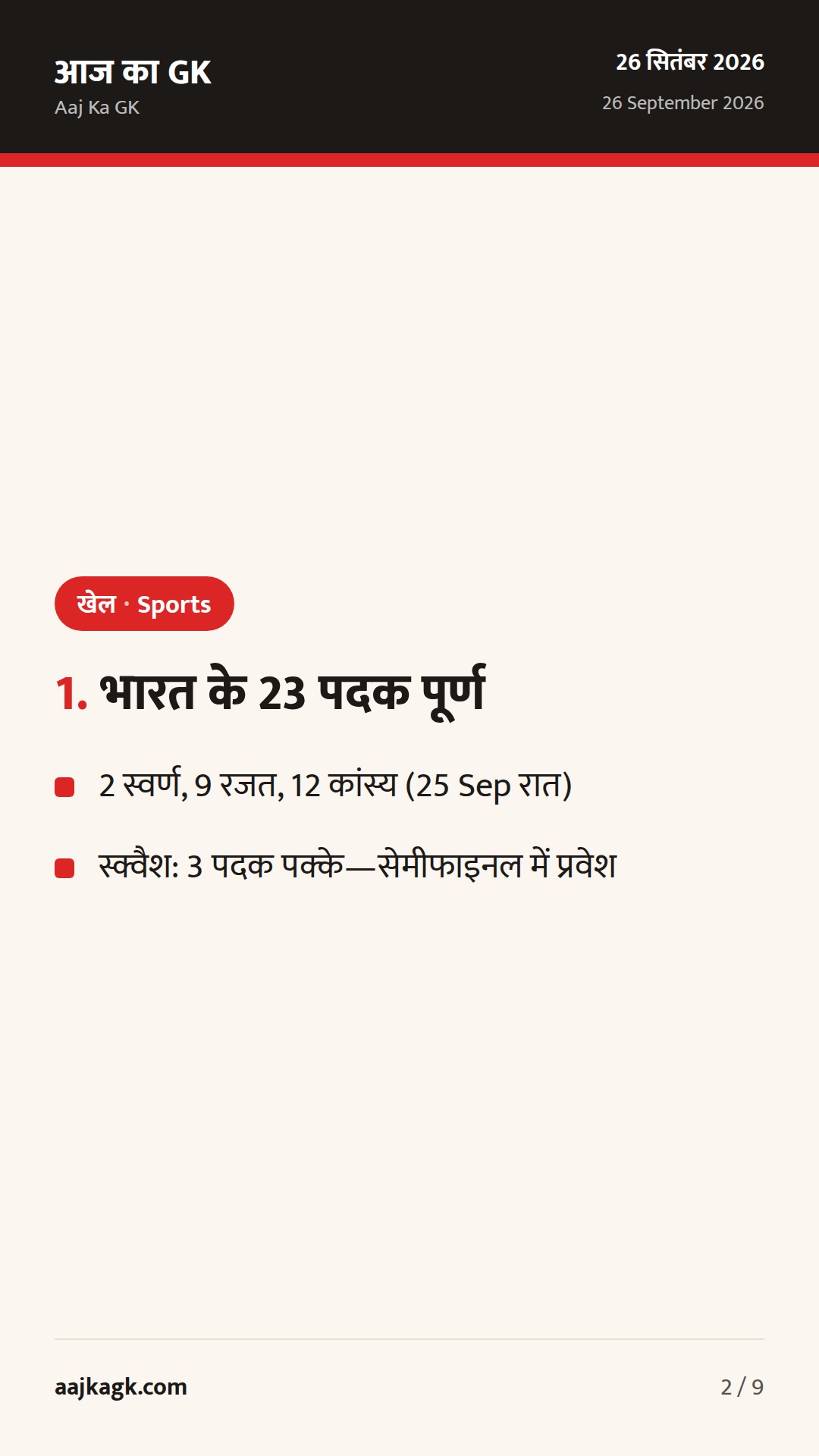 एशियाई खेल 2026: भारत के 23 पदक पूरे; हॉकी में 8–2 की ऐतिहासिक जीत, कबड्डी फाइनल आज — 2