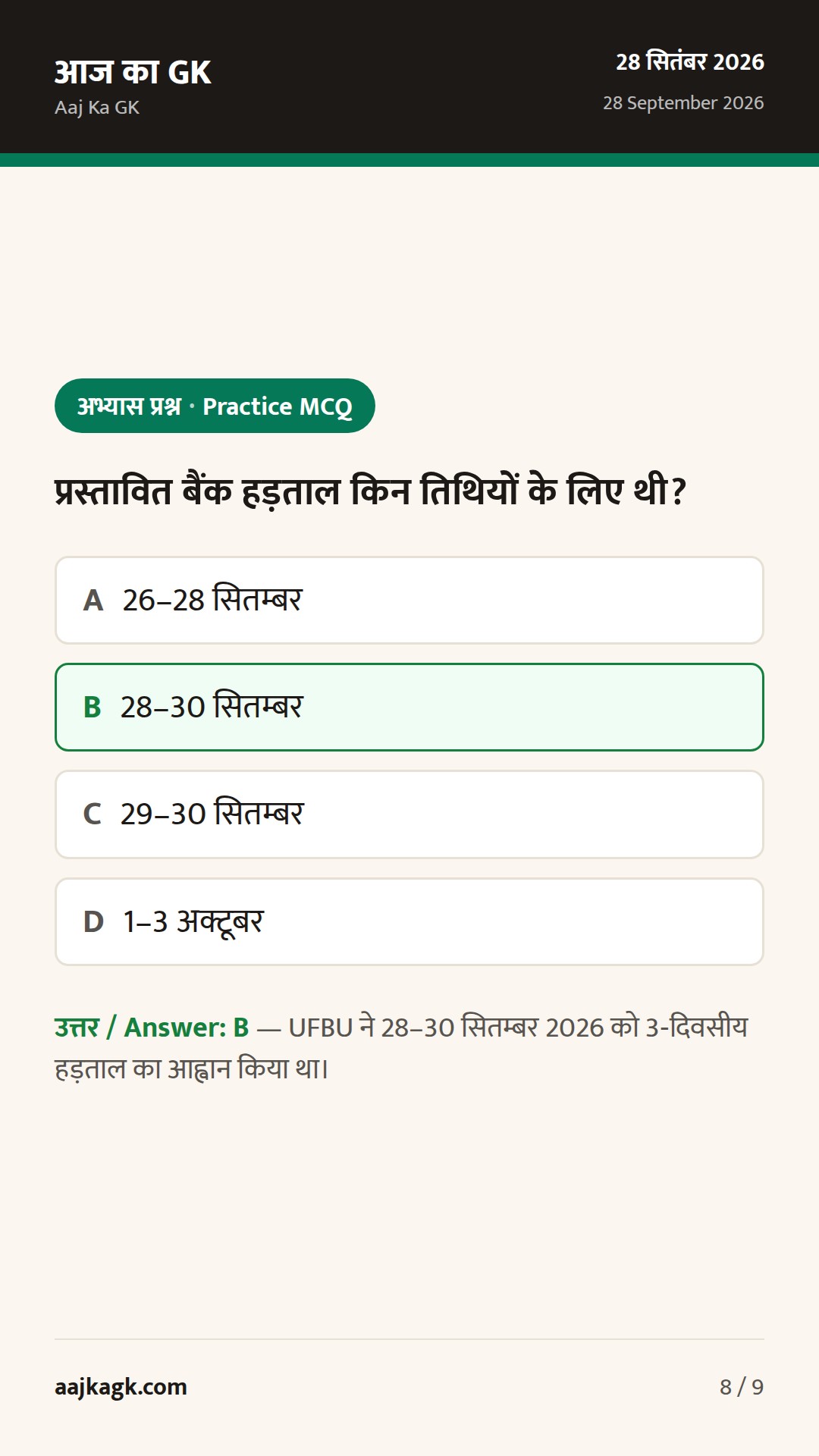 UFBU ने 3-दिवसीय बैंक हड़ताल टाली; 5‑day बैंकिंग पर पैनल, India–US ट्रेड डील में प्रगति — 8