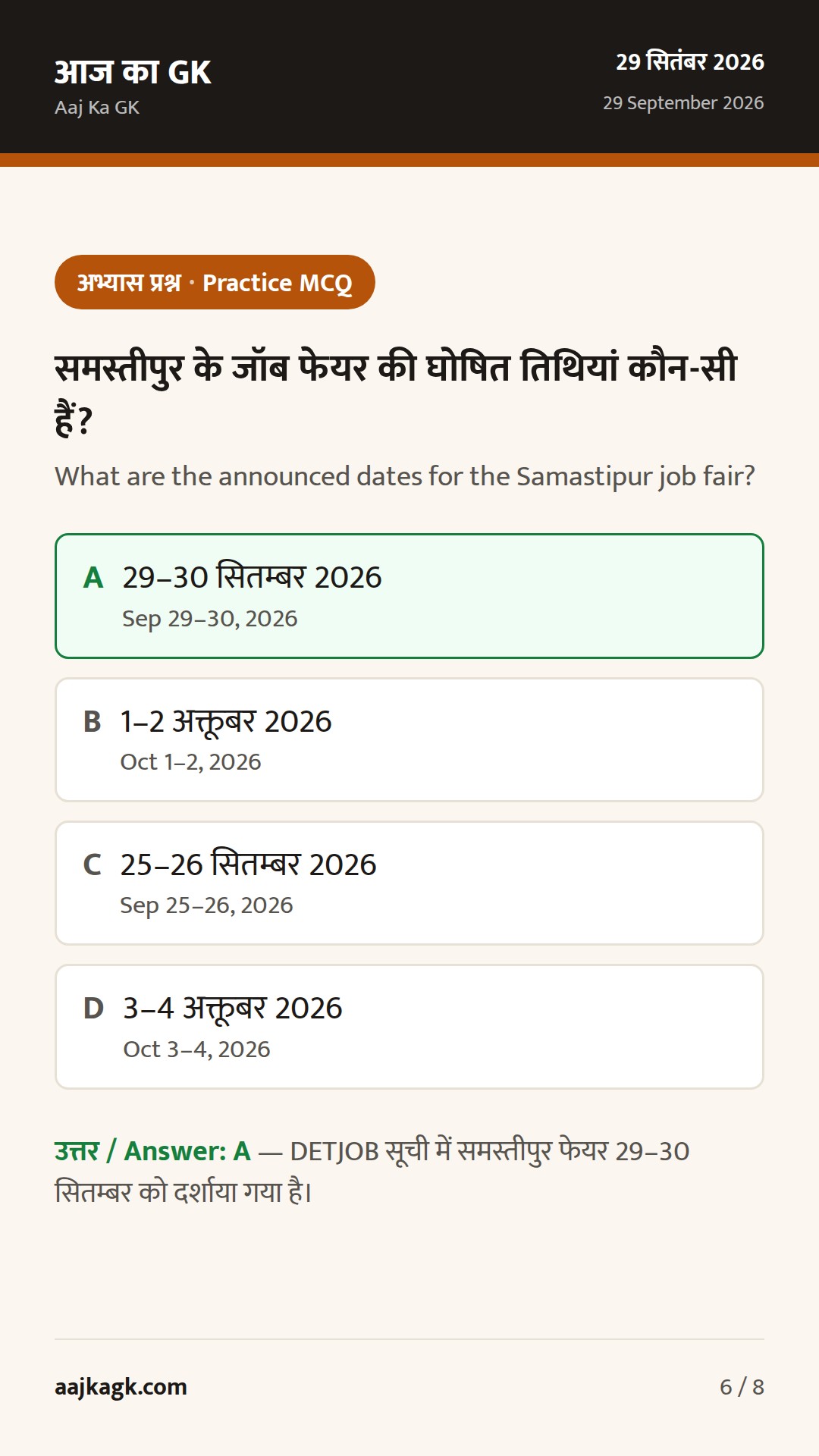 बिहार विशेष (29 सितम्बर): समस्तीपुर जॉब फेयर आज-कल, मधुबनी में मेला संपन्न; पर्यटन ढांचे हेतु नए टेंडर — 6