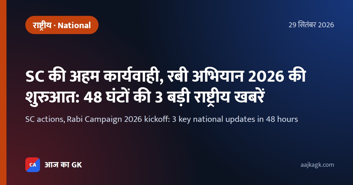 SC की अहम कार्यवाही, रबी अभियान 2026 की शुरुआत: 48 घंटों की 3 बड़ी राष्ट्रीय खबरें