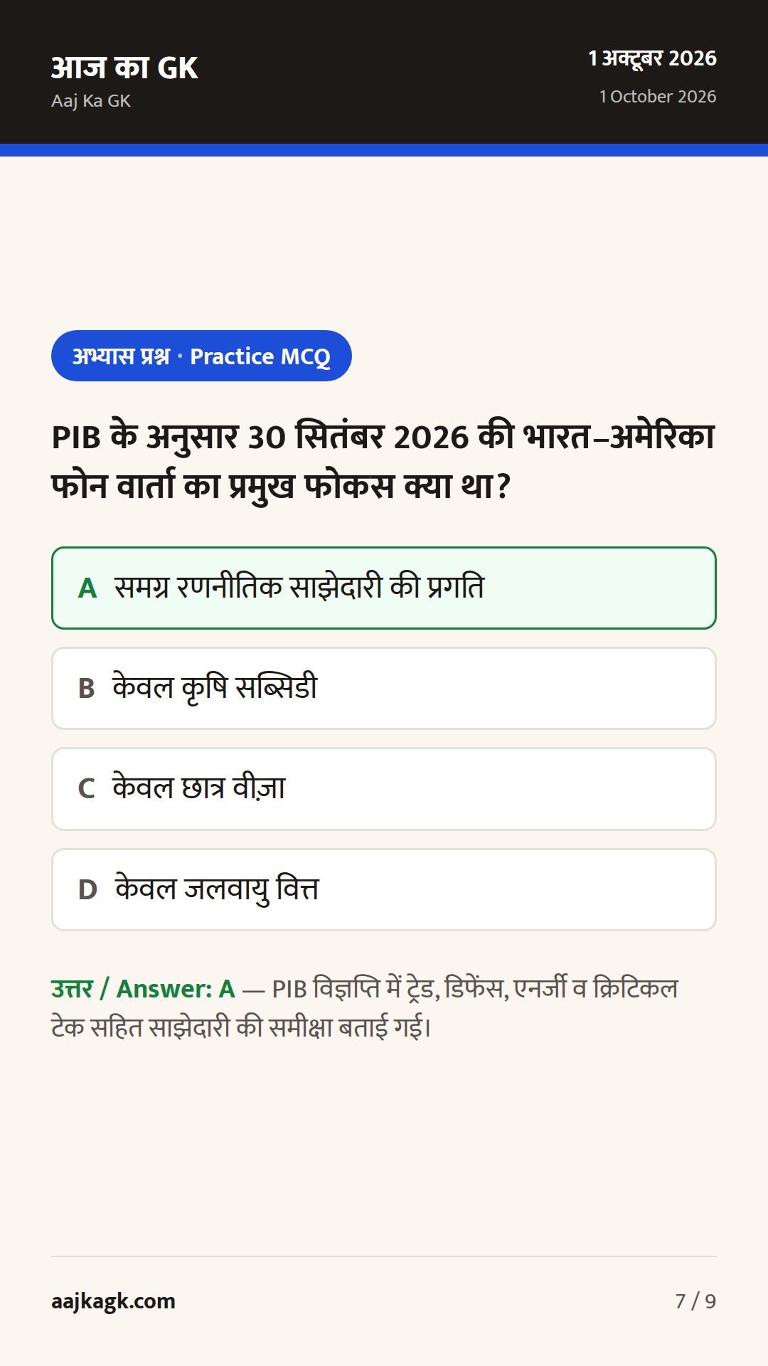 भारत–अमेरिका शीर्ष संवाद, G20 व्यापार बैठक और UN में निरस्त्रीकरण: 48 घंटों का फोकस — 7