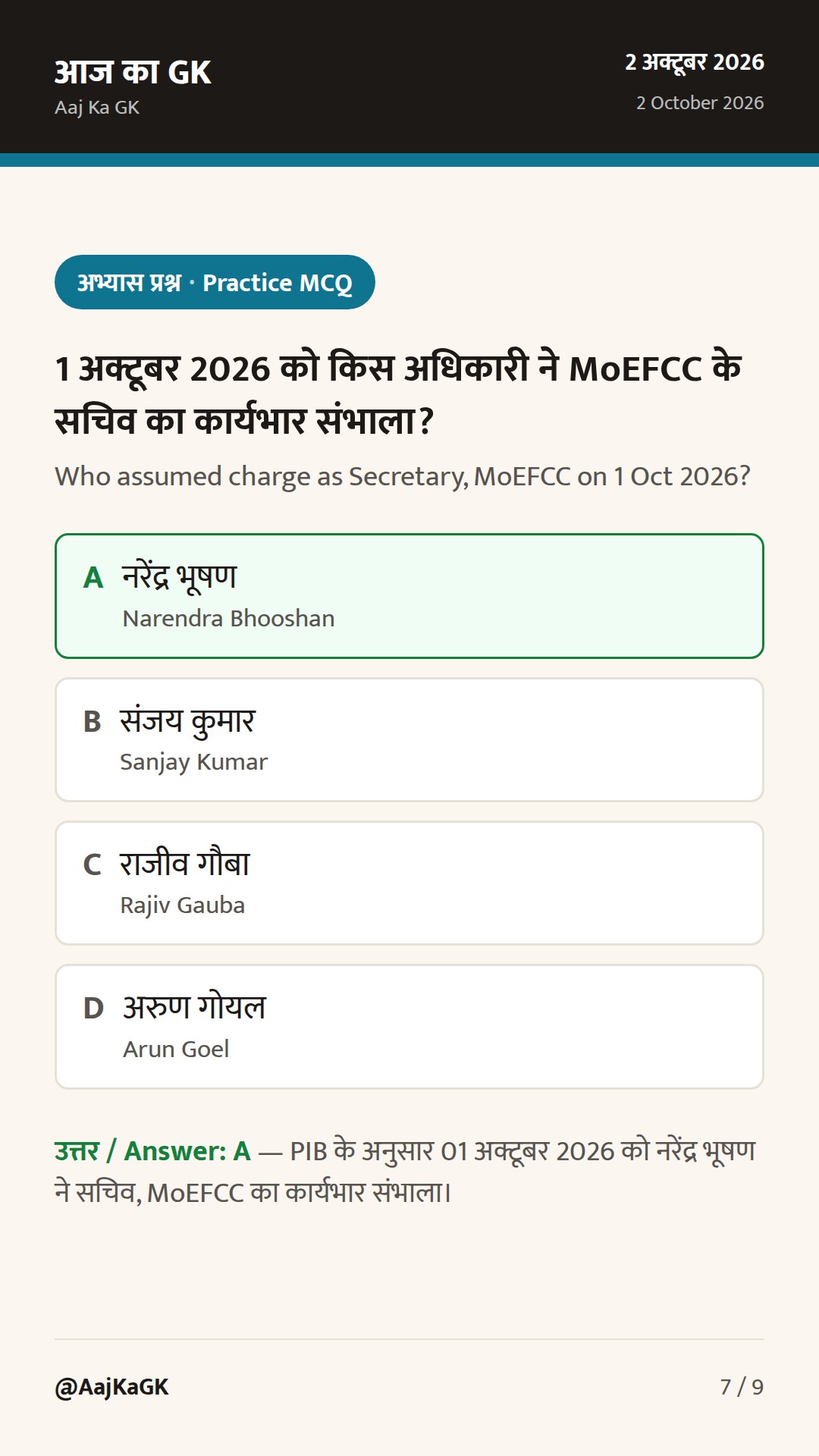 MoEFCC को नया सचिव, HDFC Bank के नए MD-CEO; 2 अक्टूबर: अंतरराष्ट्रीय अहिंसा दिवस — 7