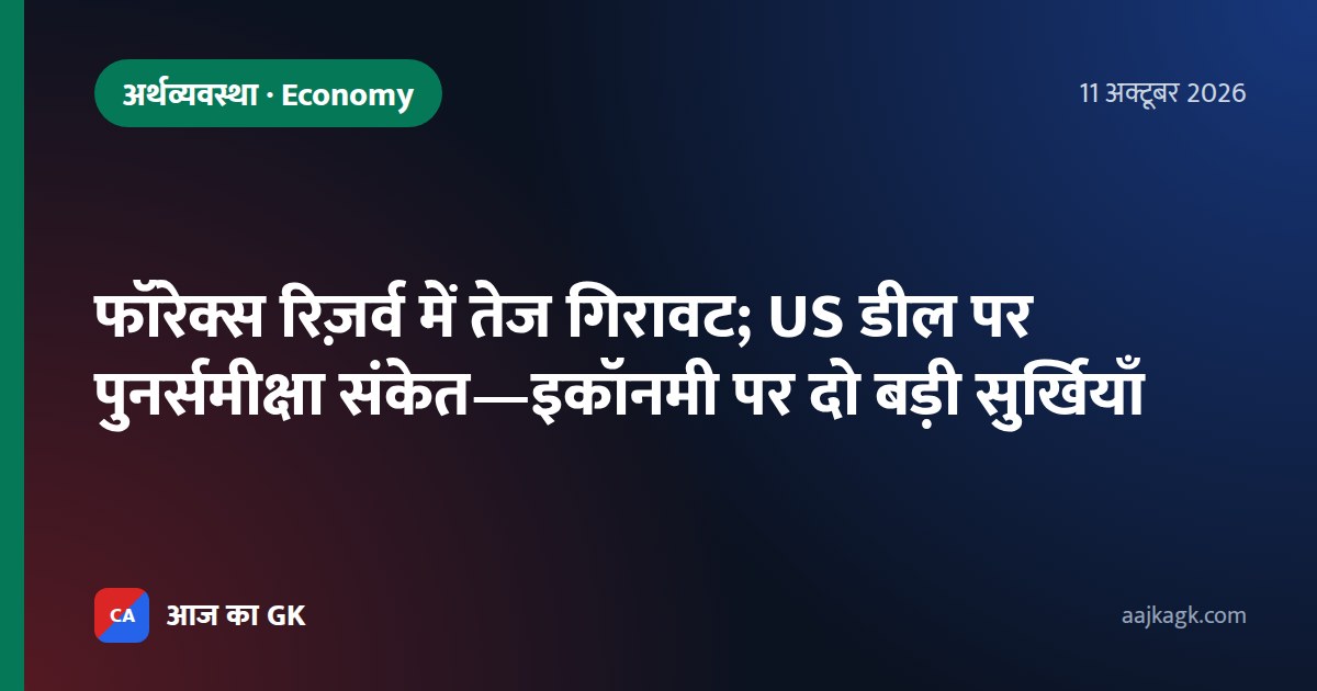 फॉरेक्स रिज़र्व में तेज गिरावट; US डील पर पुनर्समीक्षा संकेत—इकॉनमी पर दो बड़ी सुर्खियाँ