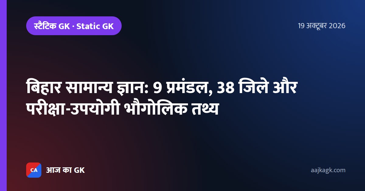 बिहार सामान्य ज्ञान: 9 प्रमंडल, 38 जिले और परीक्षा-उपयोगी भौगोलिक तथ्य