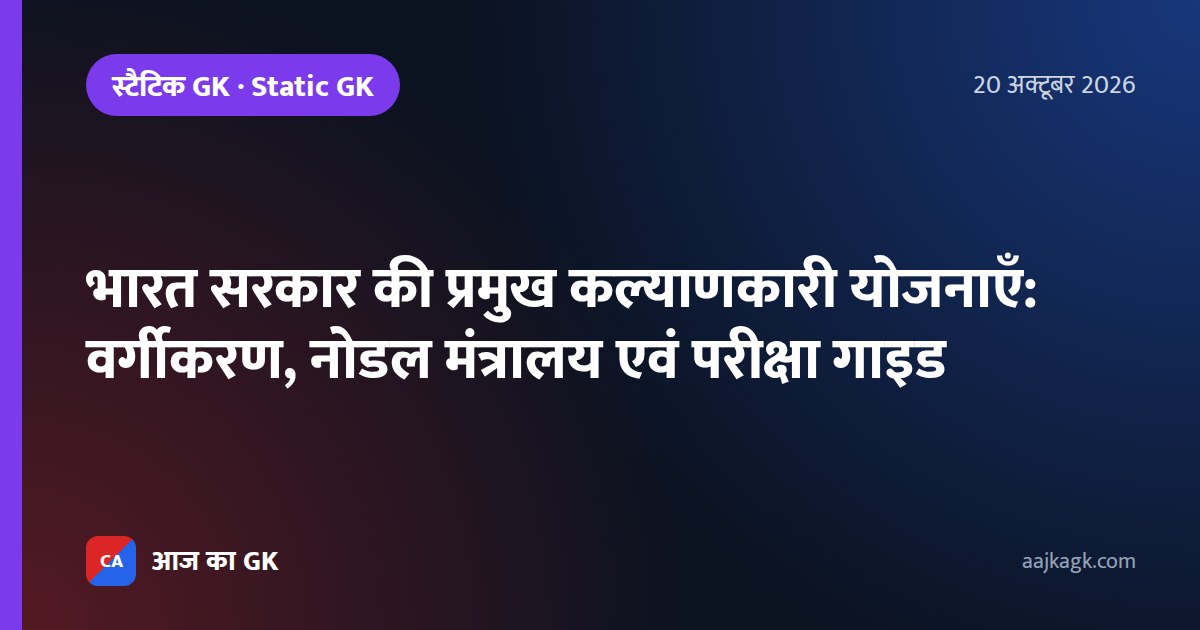 भारत सरकार की प्रमुख कल्याणकारी योजनाएँ: वर्गीकरण, नोडल मंत्रालय एवं परीक्षा गाइड