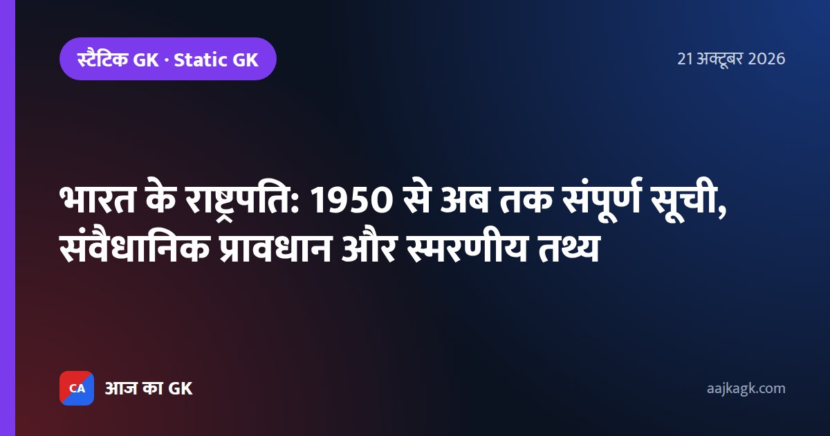 भारत के राष्ट्रपति: 1950 से अब तक संपूर्ण सूची, संवैधानिक प्रावधान और स्मरणीय तथ्य
