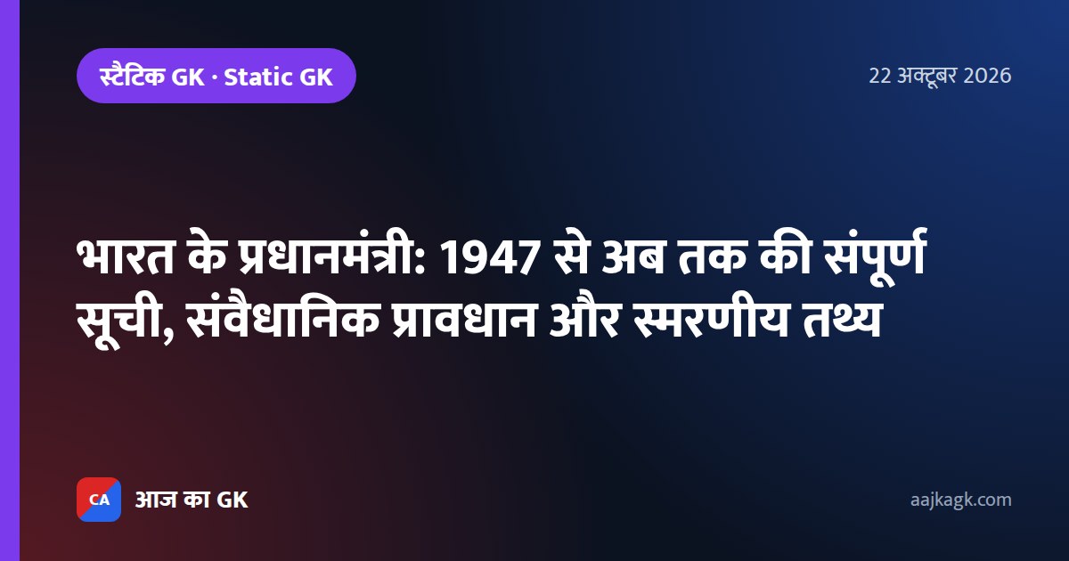 भारत के प्रधानमंत्री: 1947 से अब तक की संपूर्ण सूची, संवैधानिक प्रावधान और स्मरणीय तथ्य