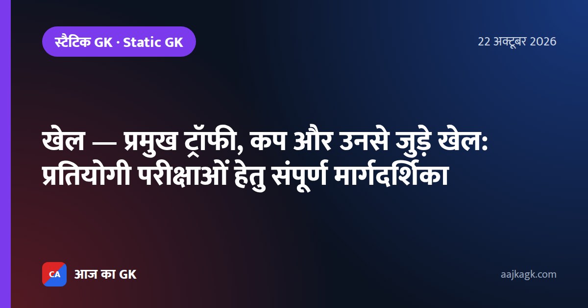 खेल — प्रमुख ट्रॉफी, कप और उनसे जुड़े खेल: प्रतियोगी परीक्षाओं हेतु संपूर्ण मार्गदर्शिका