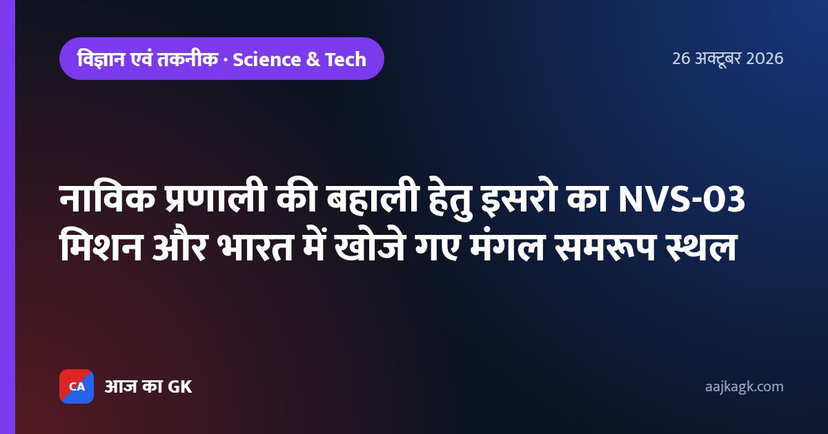 नाविक प्रणाली की बहाली हेतु इसरो का NVS-03 मिशन और भारत में खोजे गए मंगल समरूप स्थल