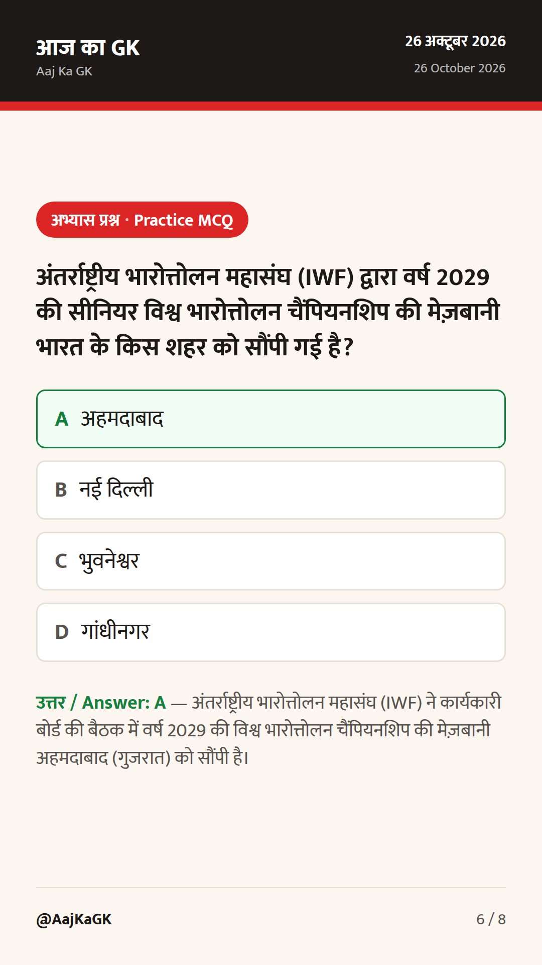 अहमदाबाद को मिली 2029 विश्व भारोत्तोलन चैंपियनशिप की मेज़बानी; युकी भांबरी बने अल्माटी ओपन चैंपियन — 6
