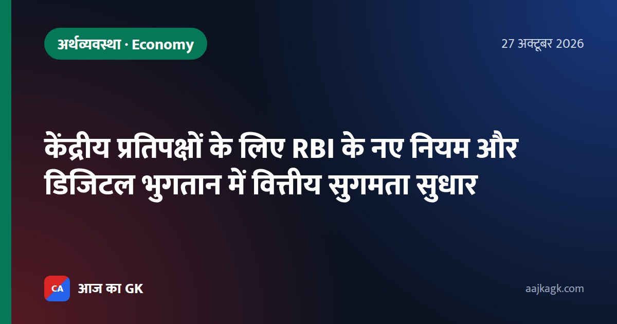 केंद्रीय प्रतिपक्षों के लिए RBI के नए नियम और डिजिटल भुगतान में वित्तीय सुगमता सुधार