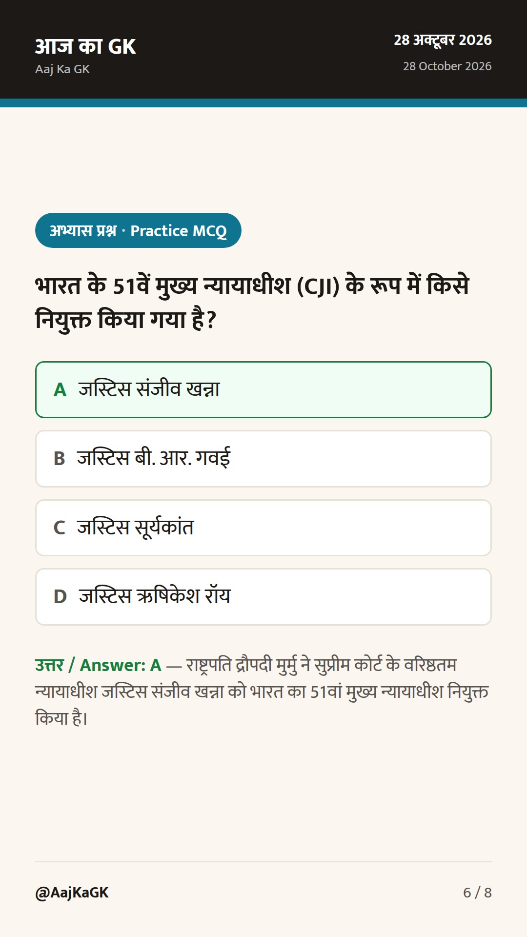 जस्टिस संजीव खन्ना बने भारत के 51वें CJI और केरल का राजा रवि वर्मा सम्मान घोषित — 6