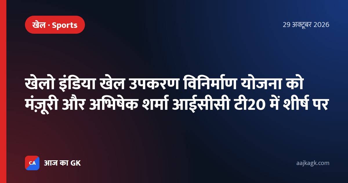 खेलो इंडिया खेल उपकरण विनिर्माण योजना को मंज़ूरी और अभिषेक शर्मा आईसीसी टी20 में शीर्ष पर