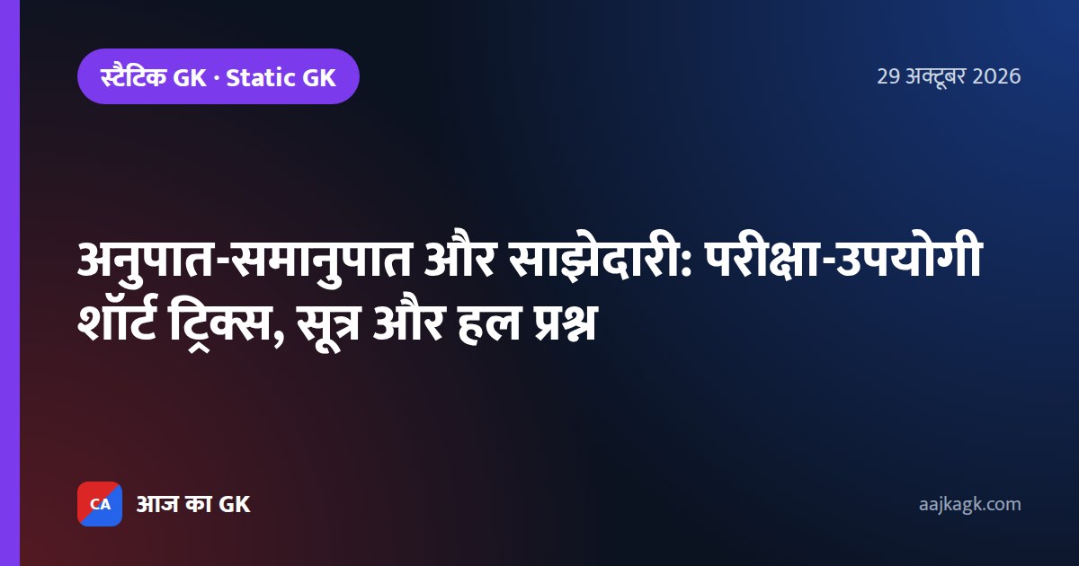 अनुपात-समानुपात और साझेदारी: परीक्षा-उपयोगी शॉर्ट ट्रिक्स, सूत्र और हल प्रश्न