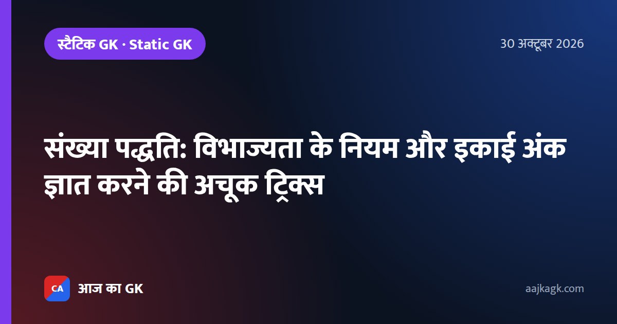 संख्या पद्धति: विभाज्यता के नियम और इकाई अंक ज्ञात करने की अचूक ट्रिक्स